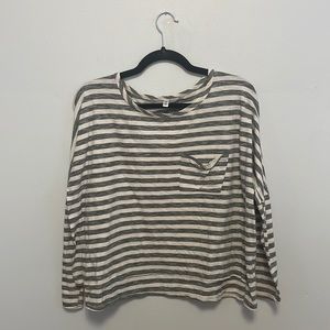 Athleta Long Sleeve Grey and White Stripe Shirt